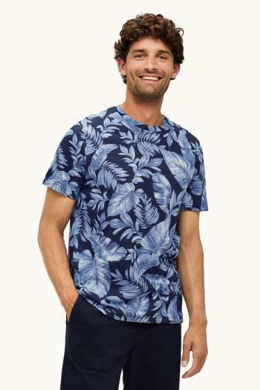 Home - Samarreta de mànigues curtes - regular fit - estampada - blau fosc