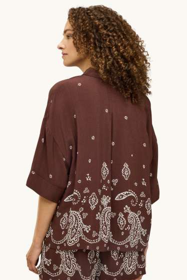 Damen - Bluse - gemustert - dunkelbraun