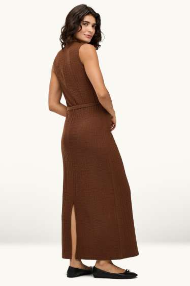 Femei - Rochie cu curea - straight fit - maro
