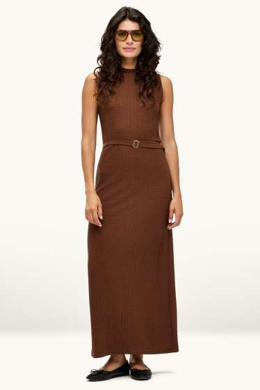 Femei - Rochie cu curea - straight fit - maro