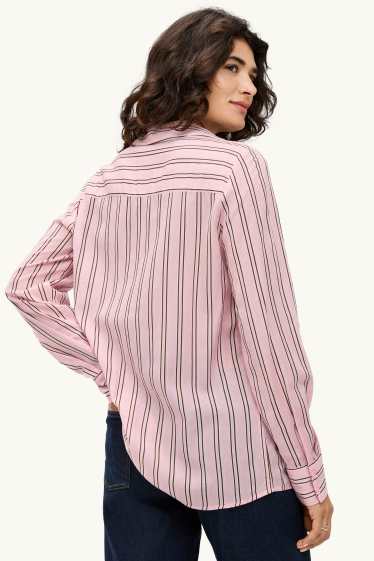 Damen - Hemdbluse - gestreift - rosa