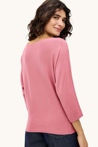Damen - Feinstrick-Pullover - dunkelrosa