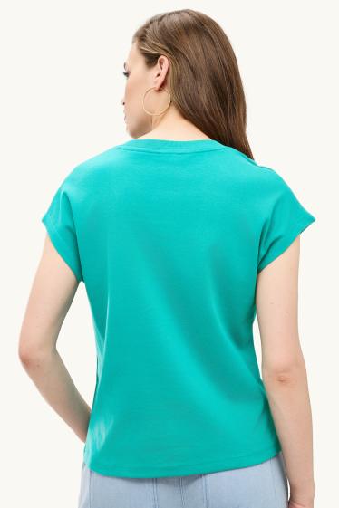 Dames - T-shirt - regular fit - turquoise
