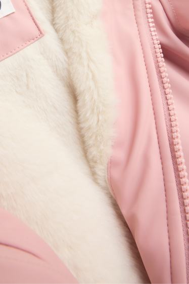 Enfants filles - Étoile et léopard - veste de pluie avec capuche - doublée - rose