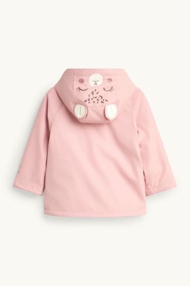 Enfants filles - Étoile et léopard - veste de pluie avec capuche - doublée - rose
