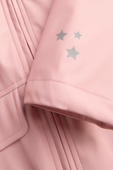 Enfants filles - Étoile et léopard - veste de pluie avec capuche - doublée - rose