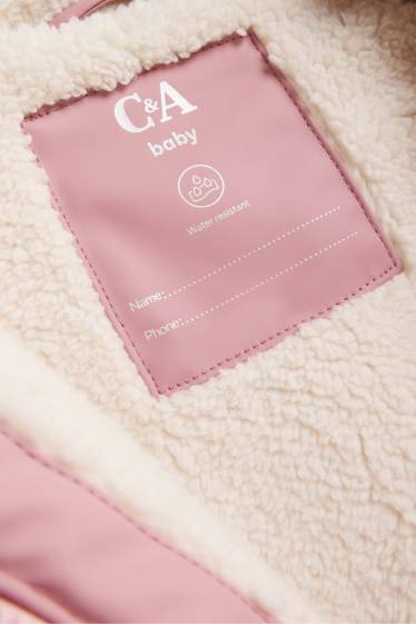 Baby Girls - Rain jacket with hood - lined - waterproof - rose