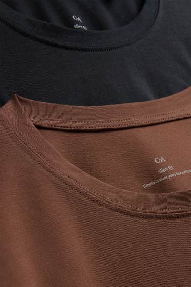 Dona - Paquet de 2 - samarreta de mànigues llargues - slim fit - marró