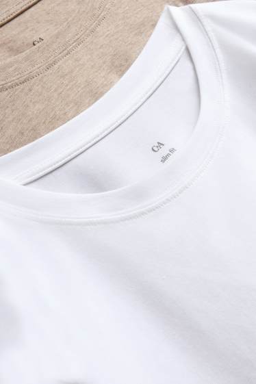 Damen - Multipack 2er - Langarmshirt - Slim Fit - weiss / beige