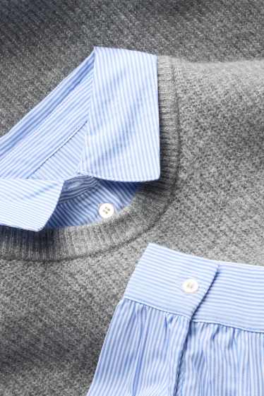 Dona - Vestit de punt de mitja - straight fit - estil 2 en 1 - gris jaspiat