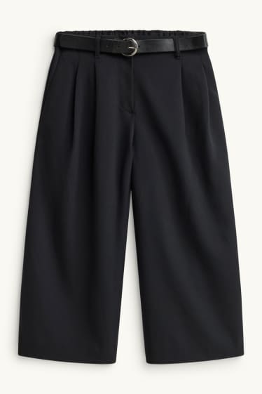 Femmes - Jupe-culotte avec ceinture - mid waist - jambes larges - noir