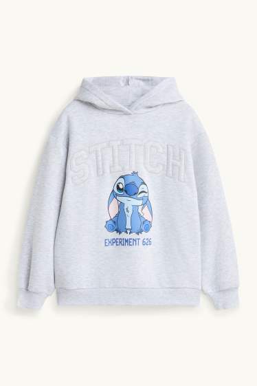 Enfants filles - Lilo & Stitch - sweat à capuche - gris clair chiné