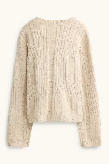 Women - Cardigan - cable knit pattern - beige