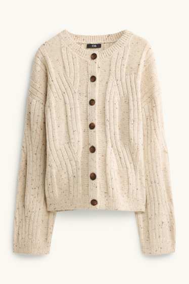 Women - Cardigan - cable knit pattern - beige
