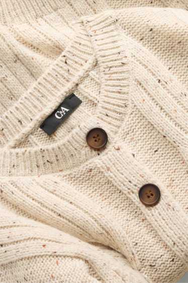 Women - Cardigan - cable knit pattern - beige