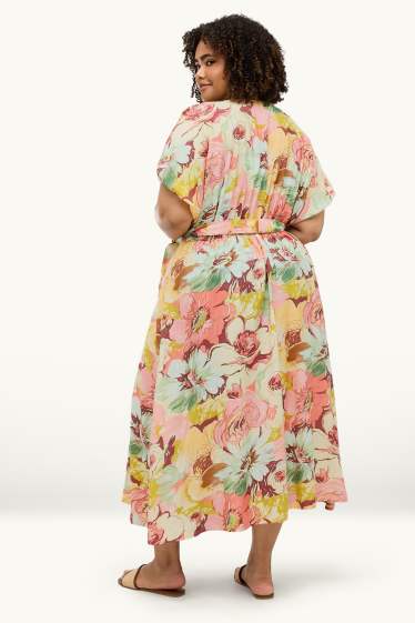 Femmes - Robe fit & flare avec encolure en V - à fleurs - rose