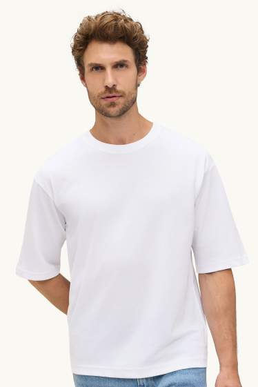 Heren - T-shirt - relaxed fit - wit