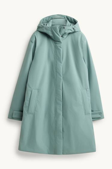 Women - Outdoor coat with hood - lined - waterproof - mint green