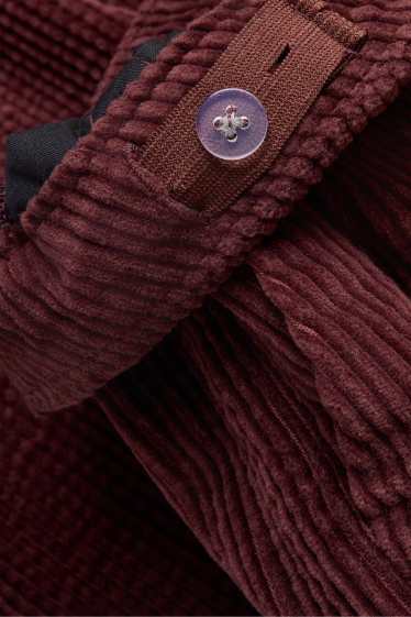 Children Girls - Corduroy trousers with belt - bordeaux