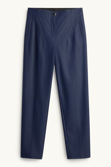 Dames - Pantalon - high waist - tapered fit - denim look - jeansblauw