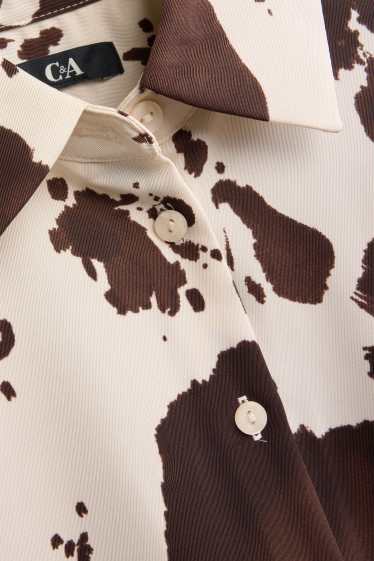 Dona - Brusa camisera - amb motiu - marró / blanc trencat