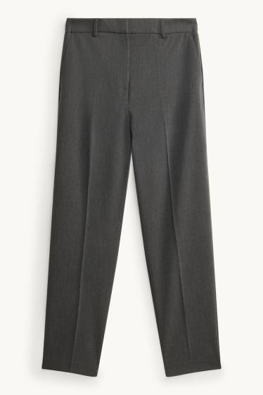 Damen - Stoffhose - Mid Waist - Tapered Fit - dunkelgrau