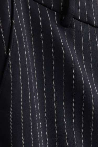 Dámské - Plátěné kalhoty - mid waist - tapered fit - pruhované - tmavomodrá/bílá