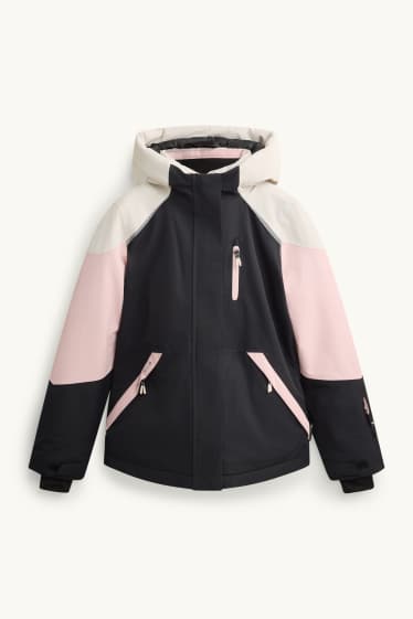 Nena - Jaqueta d’esquí amb caputxa - folrada - impermeable - negre/rosa