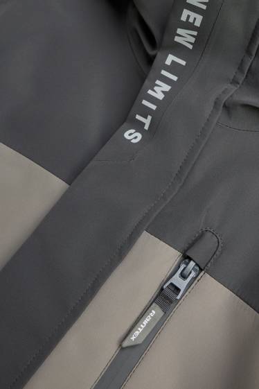 Kinder Jungen - Regenjacke mit Kapuze - gefüttert - wasserdicht - khaki