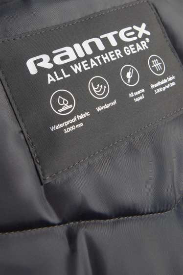 Kinder Jungen - Regenjacke mit Kapuze - gefüttert - wasserdicht - khaki