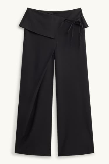 Damen - Stoffhose - Low Waist - Relaxed Fit - schwarz