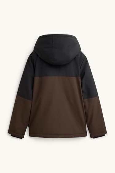 Kinder Jungen - Jacke mit Kapuze - gefüttert - wasserabweisend - grau / braun