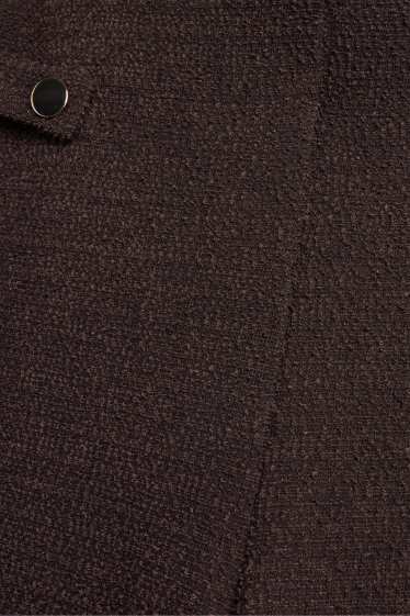 Femei - Pantaloni bouclé - talie înaltă - wide leg - maro închis