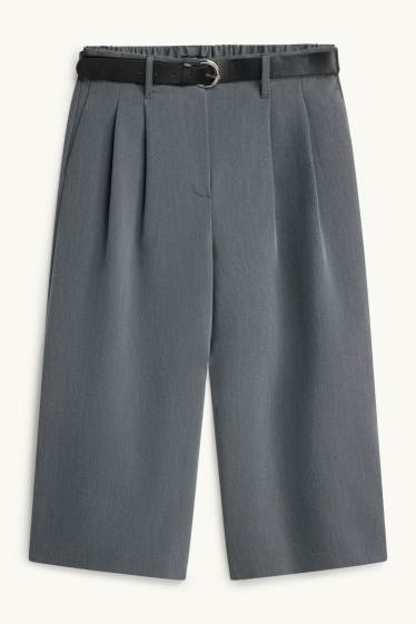 Femmes - Jupe-culotte avec ceinture - mid waist - jambes larges - gris