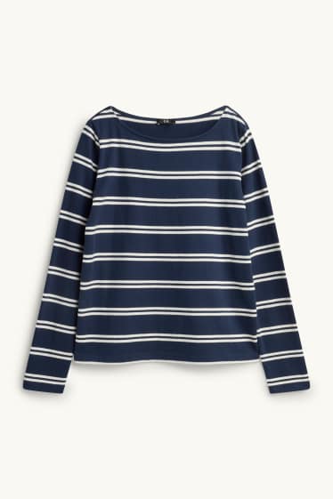 Damen - Langarmshirt - Regular Fit - gestreift - dunkelblau / weiß