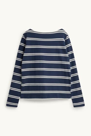 Damen - Langarmshirt - Regular Fit - gestreift - dunkelblau / weiß