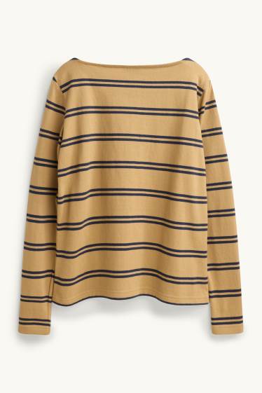 Damen - Langarmshirt - Regular Fit - gestreift - hellbraun
