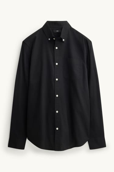 Heren - Overhemd - regular fit - button down - zwart