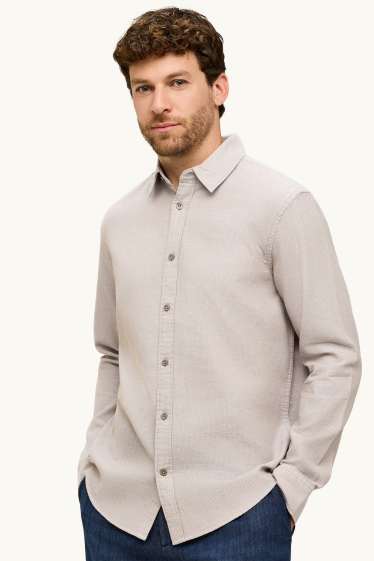 Herren - Hemd - Regular Fit - Kent - strukturiert - beige