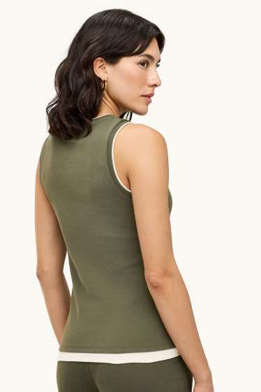 Femmes - Haut - look 2-en-1 - kaki