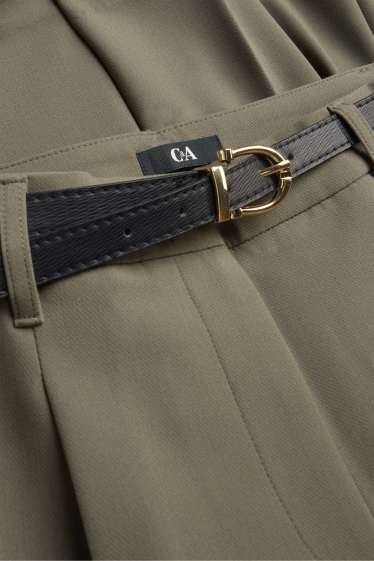 Donna - Pantaloni con cintura - vita alta - tapered fit - verde