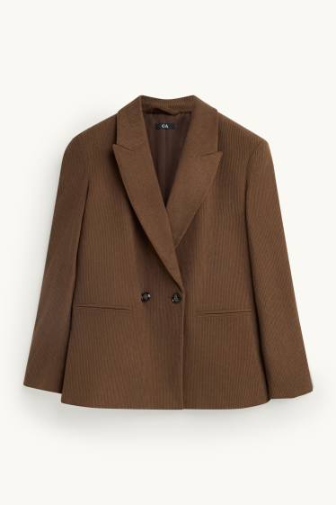 Femei - Blazer lung din catifea reiată - regular fit - maro