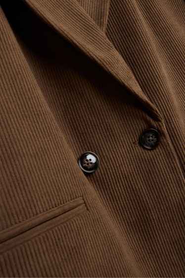 Femei - Blazer lung din catifea reiată - regular fit - maro