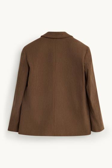 Femei - Blazer lung din catifea reiată - regular fit - maro