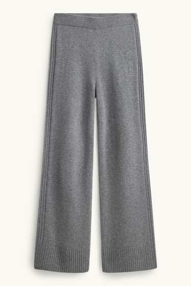 Damen - Jogginghose mit Kaschmir-Anteil - Woll-Mix - grau-melange