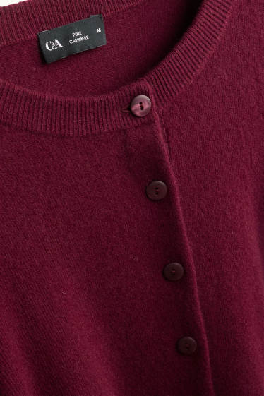 Dames - Gebreid vest van kasjmier - bordeaux