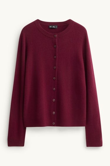 Dames - Gebreid vest van kasjmier - bordeaux