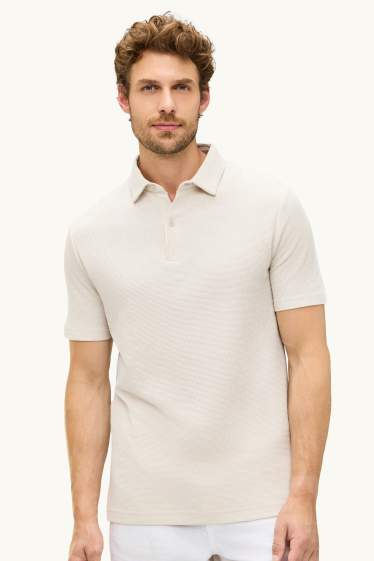 Herren - Poloshirt - Regular Fit - strukturiert - sandfarben