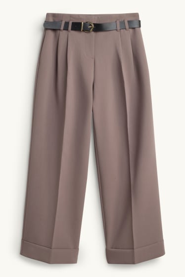 Dona - Pantalons de tela amb cinturó - high waist - wide leg - talp