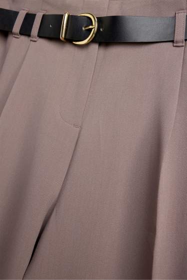 Dona - Pantalons de tela amb cinturó - high waist - wide leg - talp
